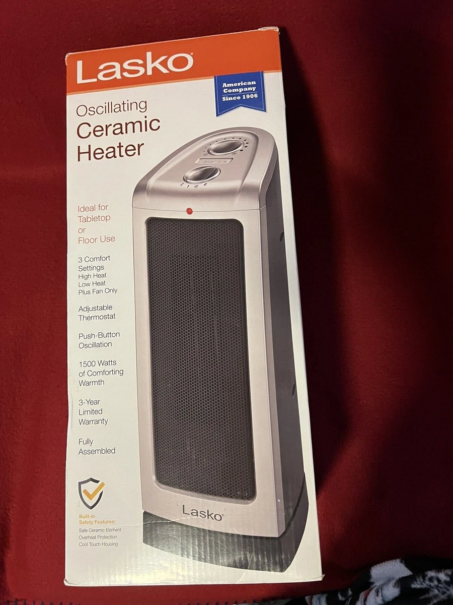 Lasko Ceramic Tower Heater 16 in. 1500-Watt Oscillating Manual Control 3- Setting 46013766052 | eBay