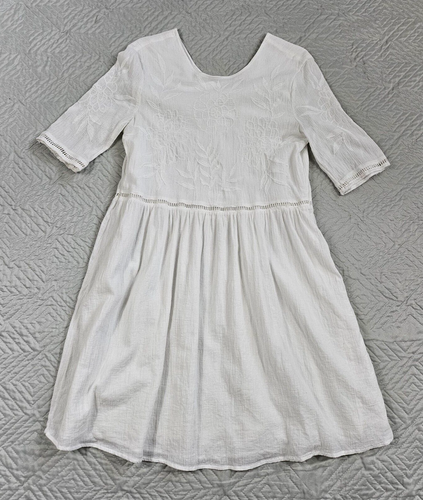 ESPRIT Dress Womens 8 White Vintage Lined 100% Cotton Casual Beach