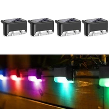 4Pcs LED Solar Fence Lights Outdoor Garden Yard Waterproof Stairs Step Deck Lamp