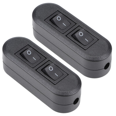 Inline-Schnurschalter AC 250 V 6 A Duplex Ein/Aus Durchlauf-Wippschalter 2-Pack