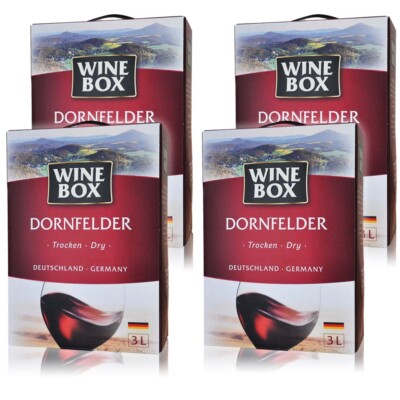 Wine Box Dornfelder, trocken, Bag-in-Box, sortenreines Weinpaket (4x3,0l)