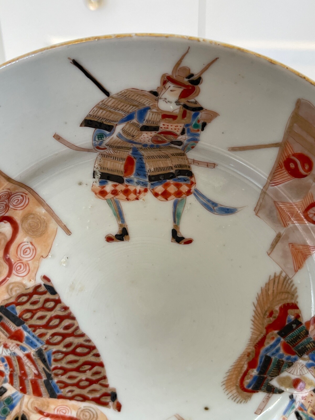 Antique Japanese Hichozan Fukagawa Meiji Period Samurai Warrior Imari