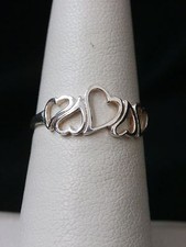 Vintage Sterling Silver Dainty Cut Out Heart Ring/Band. Make Offer  335