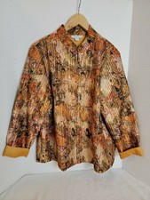 DressBarn Women's Gold Red Orange Long Sleeve Zip Up Blazer Jaclet ,Size L