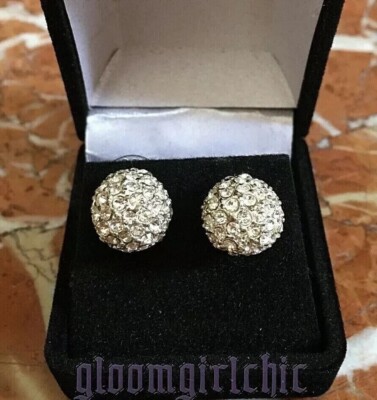 FIREBALL Stud Earrings Rhodium Plated (Necklace in Separate Listing) BRAND NEW!