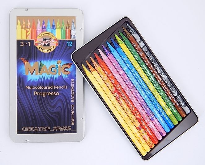 PROGRESSO Magic Pencil Set Multicolored Crayon Woodless KOH-I-NOOR