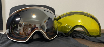 MessyWeekend Snow Goggles Float White Silver Mirror + Yellow Lens PRICE DROP