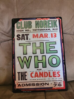 THE WHO Club Noreik Poster 8'' by 12'' Rock Venue Wall Decor Metal Sign