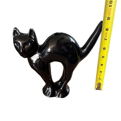 Vintage McCoy Limited Black Cat Candle Holder Ceramic Halloween | eBay