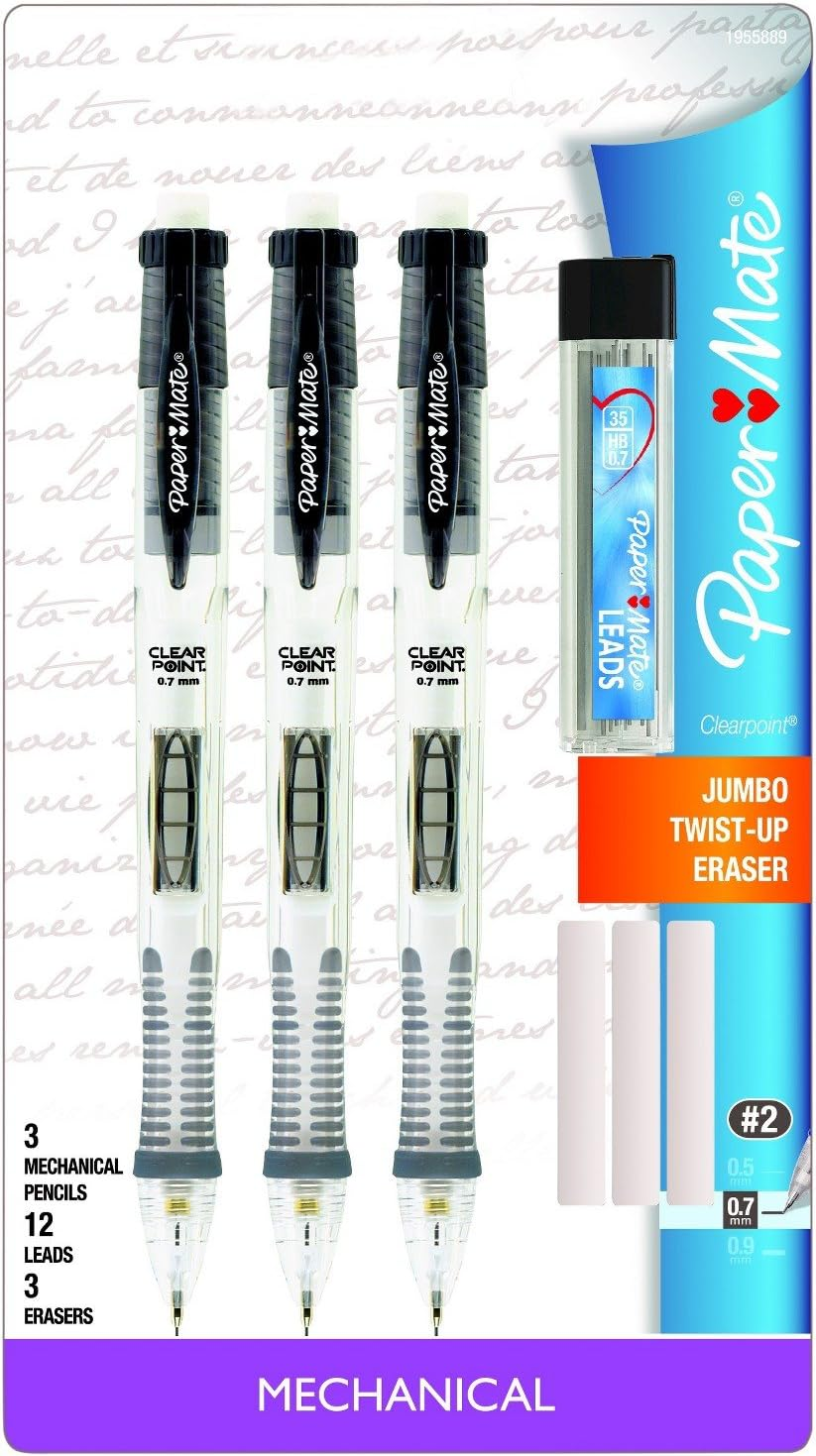 Clearpoint Mechanical Pencils, 0.7Mm, 3Ct with Lead/Eraser Refills