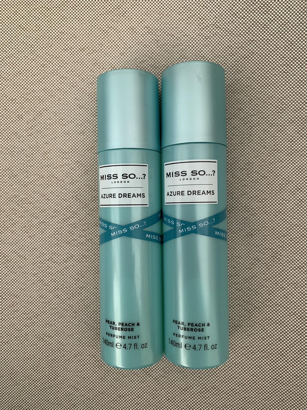 2 x Miss So…? AZURE DREAMS Perfume Mist Spray 140ml PEACH PEAR & TUBEROSE