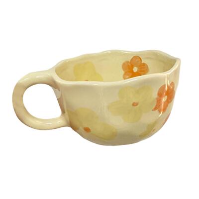 Kaffeebecher mit Blume Trinkgeschirr Einweihung Geschenk handgeklemmt Sektglas
