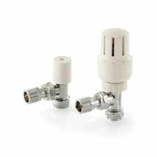 PEGLER MISTRAL II Angled Thermostatic Radiator Valve & Lockshield 15mm TRV 42262