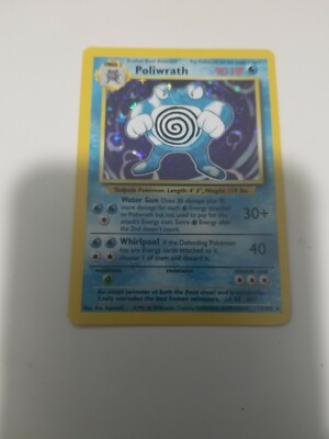 Rare Holographic Base Set Poliwrath Pokemon Card