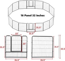 32/40 Inch Metal Dog Pen Heavy Duty Playpen Pet Exercise Fence w/Door Outdoor