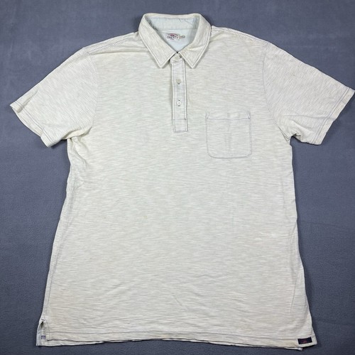 Faherty Polo Shirt Mens L Yellow Short Sleeve Organic Cotton Camp Outdoor Casual