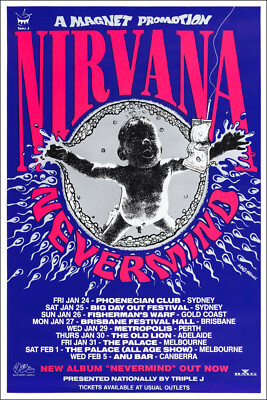 BIGサイズ☆NIRVANA☆非売品ポスター☆ NIRVANA NEVERMIND AUSTRALIAN TOUR AUS ORIGINAL BAND MUSIC PRINT