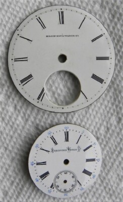 Vintage Bradford & Elgin National Pocket Watch Porclelain Face for Parts