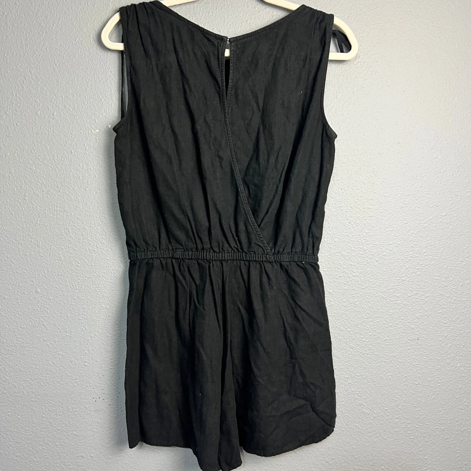 Antiguo Mono Negro Informal Sin Mangas Mezcla Lino Azul Marino Negro Talla Mediana Alto Foto 3 de 4