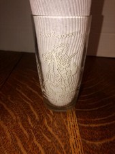 Vintage Davy Crockett Clear White Drinking Glass Tumbler 5" Tall