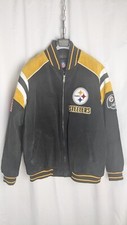 1990s Vintage Pittsburgh Steelers NFL Varsity Stadium Jacket - 2XL Black Suede