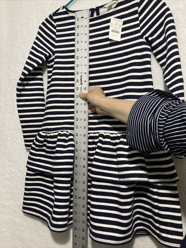 Crewcuts Dress Girls Medium Stripe Cotton Tiered Winter Long Sleeve - Picture 4 of 8