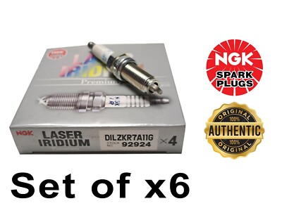 NGK 92924 Laser Iridium Spark Plugs, DILZKR7A11G Set of 6. Genuine, NEW