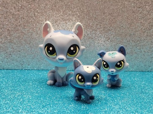 Littlest Pet Shop LPS Authentic Blue Husky Family Mom & Babies #330 #331 #332 - Picture 2 of 9