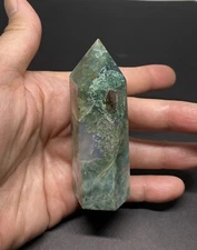 Moss Agate Genuine Stone Obelisk Point 95.8g Crystal Healing