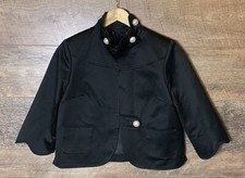 Matthew Williamson Black Blazer Coat Pearl Button Scalloped Sleeves - Size 10
