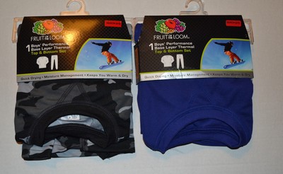 Boys Fruit of the Loom Performance Base LayerThermal  Set  Sizes XS NWT