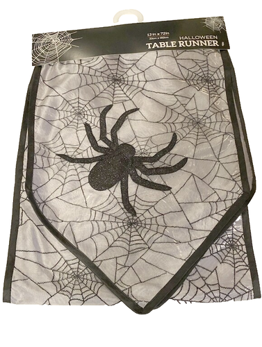 Halloween Spider Table Runner 13x72" Webs Spooky Scary Black Gray Party Liberty