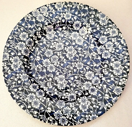 SET OF 2 QUEEN'S CALICO BLUE SALAD PLATES FLORAL CHINTZ  8 1/2"