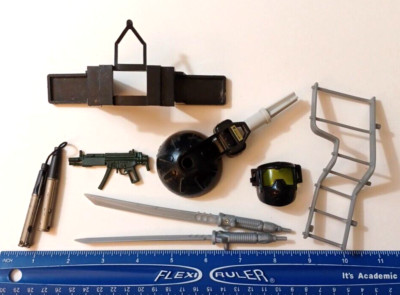 1990's GI Joe, Military Weapons-Knives-Gun-Swords, Rambo 25mm Gun Mount & Others