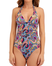 Lucky Brand L22411 Paisley Poolside Charm One Piece Women's Swimsuit Size M