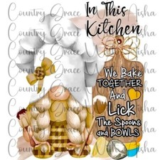 Sublimation Transfer Print Gnome Kitchen Ready to Press Heat Transfer