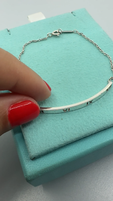 Tiffany & Co. 925 Silver Atlas Numeral Pierced ID Bar 7.5