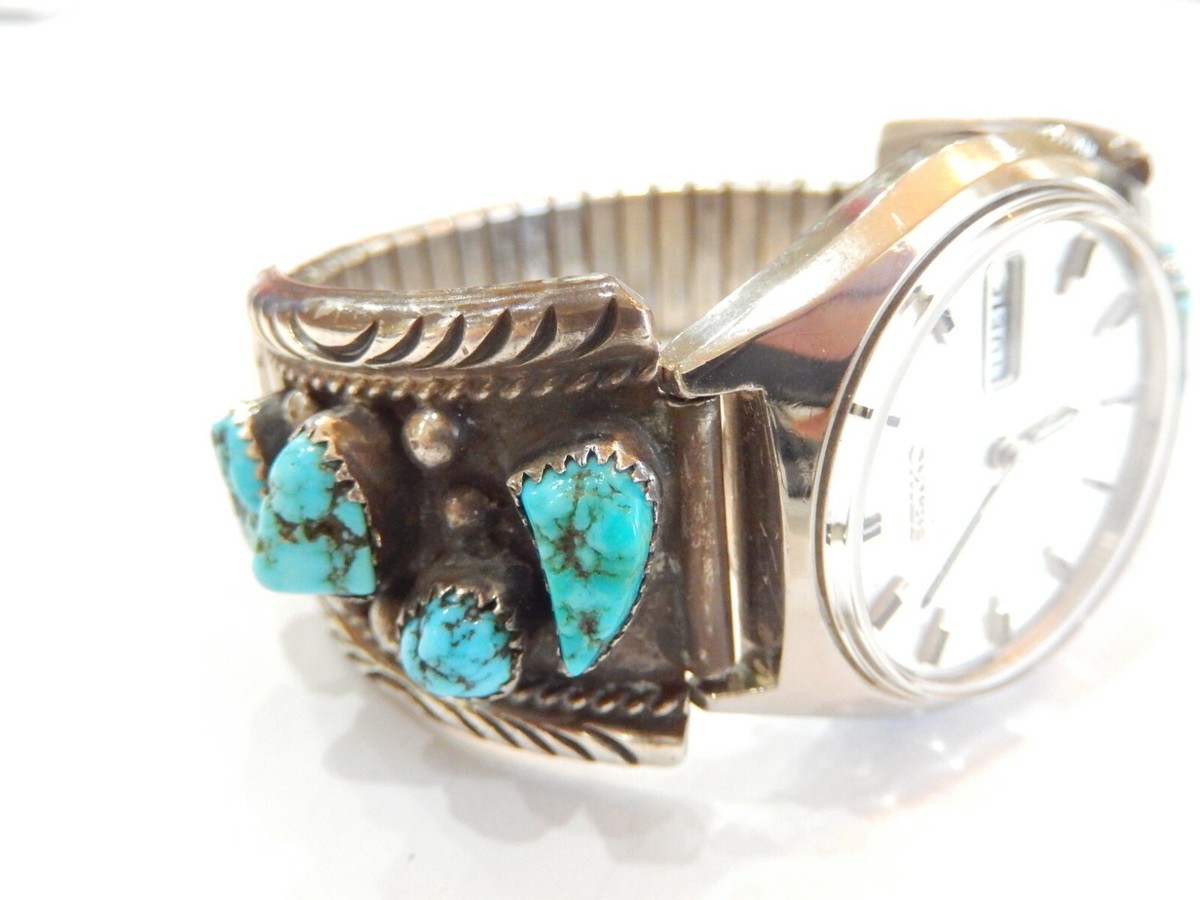 JOHN HARTMAN - Native American Sterling Silver/ Turquoise Seiko