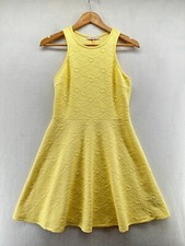 FB Sister Fit & Flare Dress Yellow Women's Medium Sleeveless Round Neck