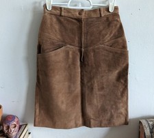 Vintage 90s Leather Suede Pencil Skirt - Boho Western Cowgirl 5 Small