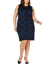 Anne Klein Womens Printed Sweater Dress