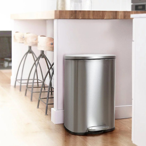 New - Nine Stars 13-Gallon Step-on Stainless Steel Tr ash Can. Free ship