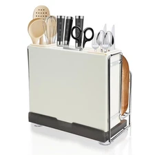 Knife Holder, Knife Block Multifunctional Large Capacity with Cutting Board O...