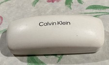 Calvin Klein White Sunglass Eyeglass Hard Case Clam Shell Faux Leather Deep Case