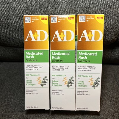 Lots 3x A+D Medicated Rash Ointment, 1.5 oz Each, with Vitamins A & D plus Coll