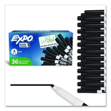 Expo Low-Odor Dry-Erase Marker Value Pack, Fine Bullet Tip, Black, 36/Box
