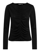 Pieces Pcanora Ruching Top Bluse, GrößE Bc, Damenoberteil, Schwarz