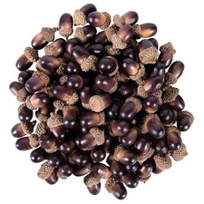 100 Pcs Lifelike Artificial Acorns with Natural Caps for Crafts  Decor