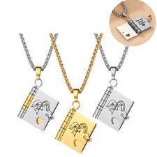 To My Sister Book Shape Pendant Stainless Steel Necklace Gift for Xmas Birthday