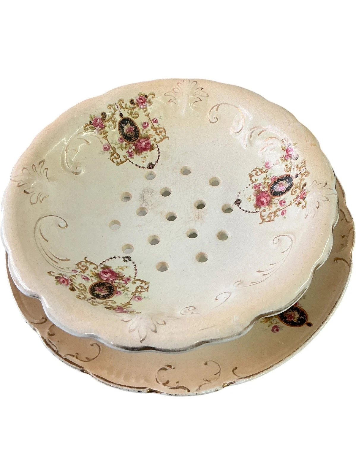 Vintage Hollinshead & Kirkham Ceramic Colander Plate Set Floral Design
Opens in a new window or tab